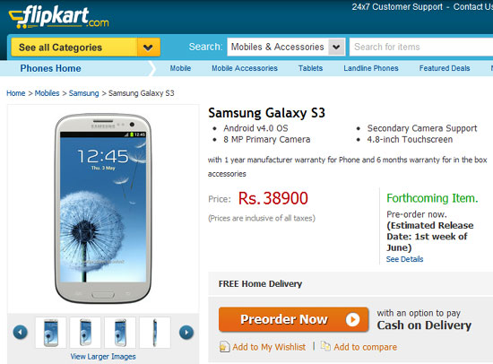 Flipkart Galaxy S3