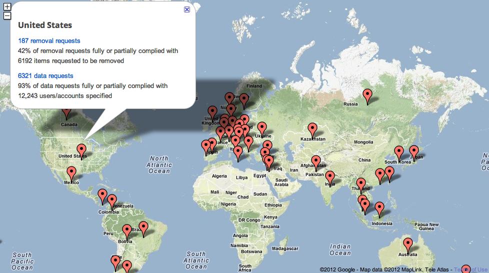 google transperncey report for content removal by government