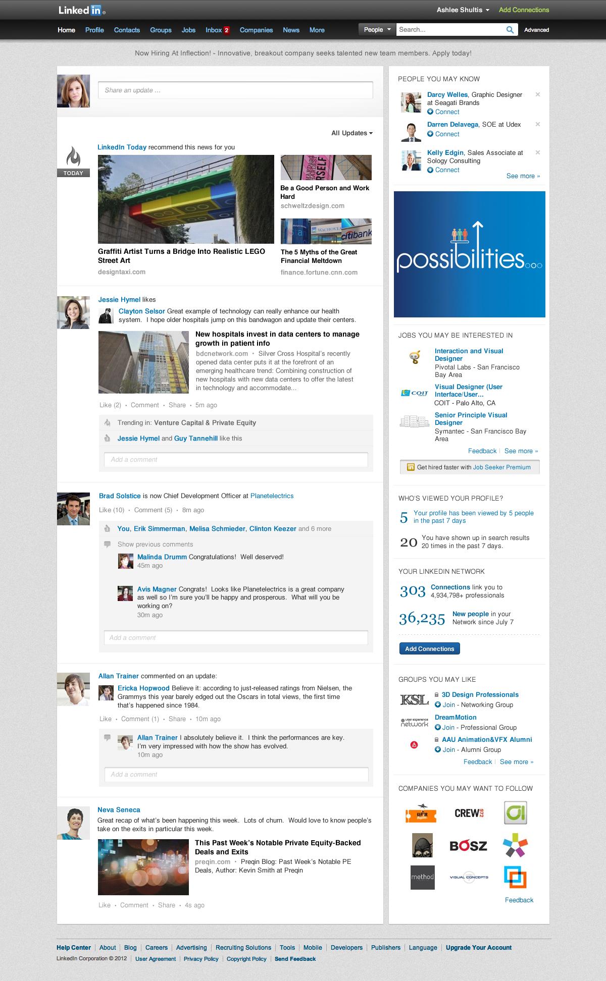 linkedin homepage design