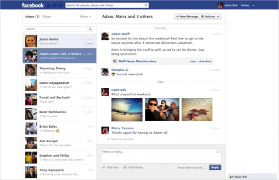 Facebook messages like email inbox