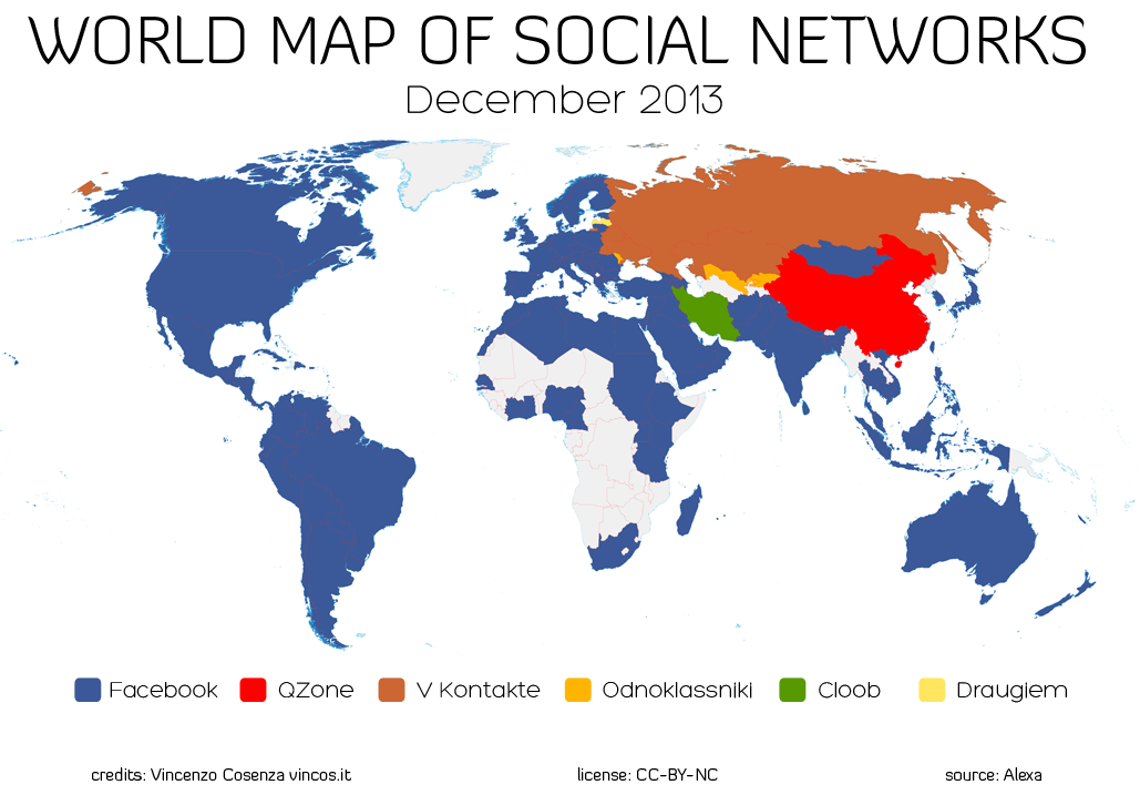world map of social media networks dec 2013