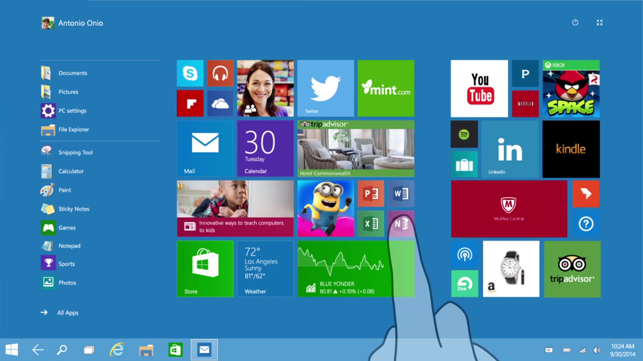 Windows 10 Continuum Start Menu