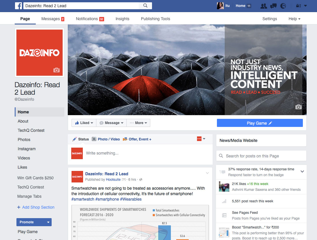 new layout of Facebook pages