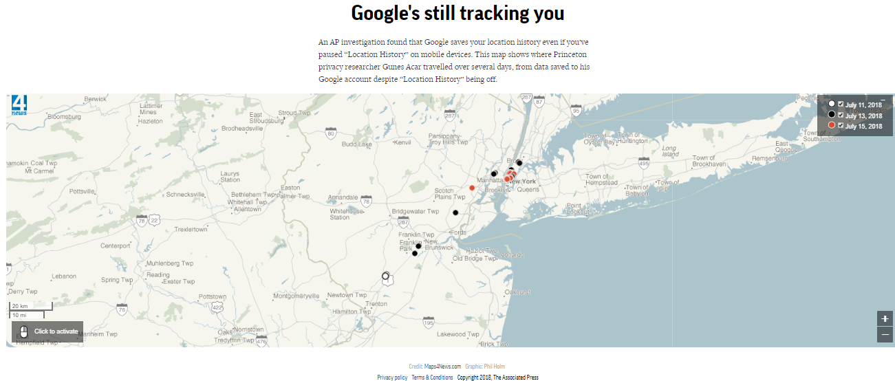 Google tracks location
