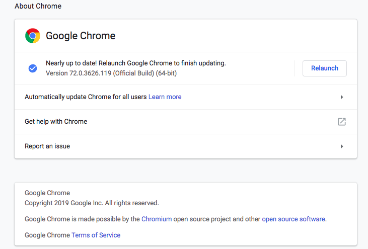 google chrome security update