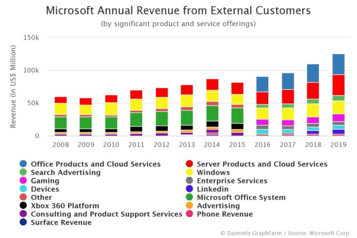 Microsoft Products and Services Revenue from external customers